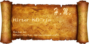 Hirter Mária névjegykártya